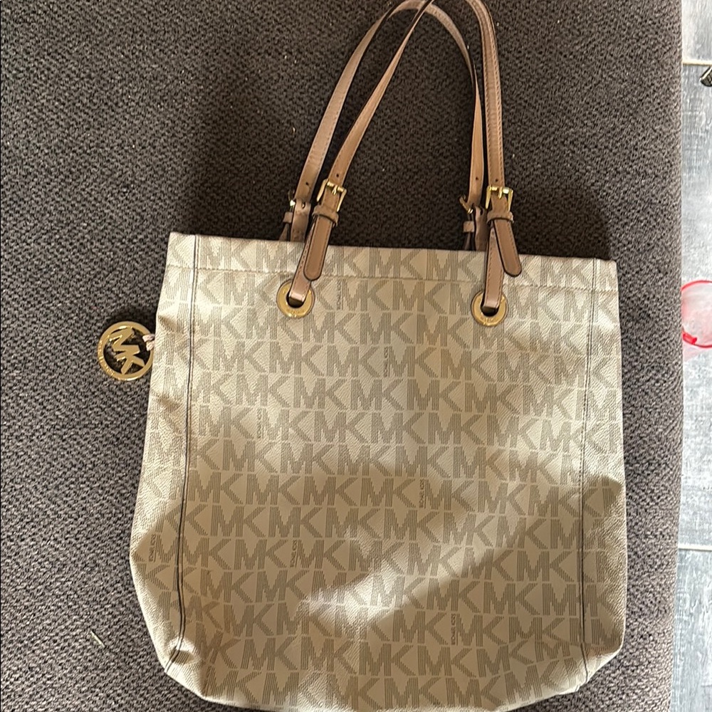 Michael Kors Tan Tote Bag with Signature MK Monogram